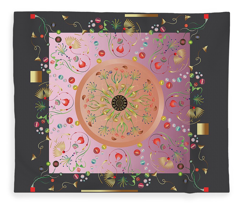 Mandala Fleece Blanket featuring the digital art Kuklos No 4390 by Alan Bennington