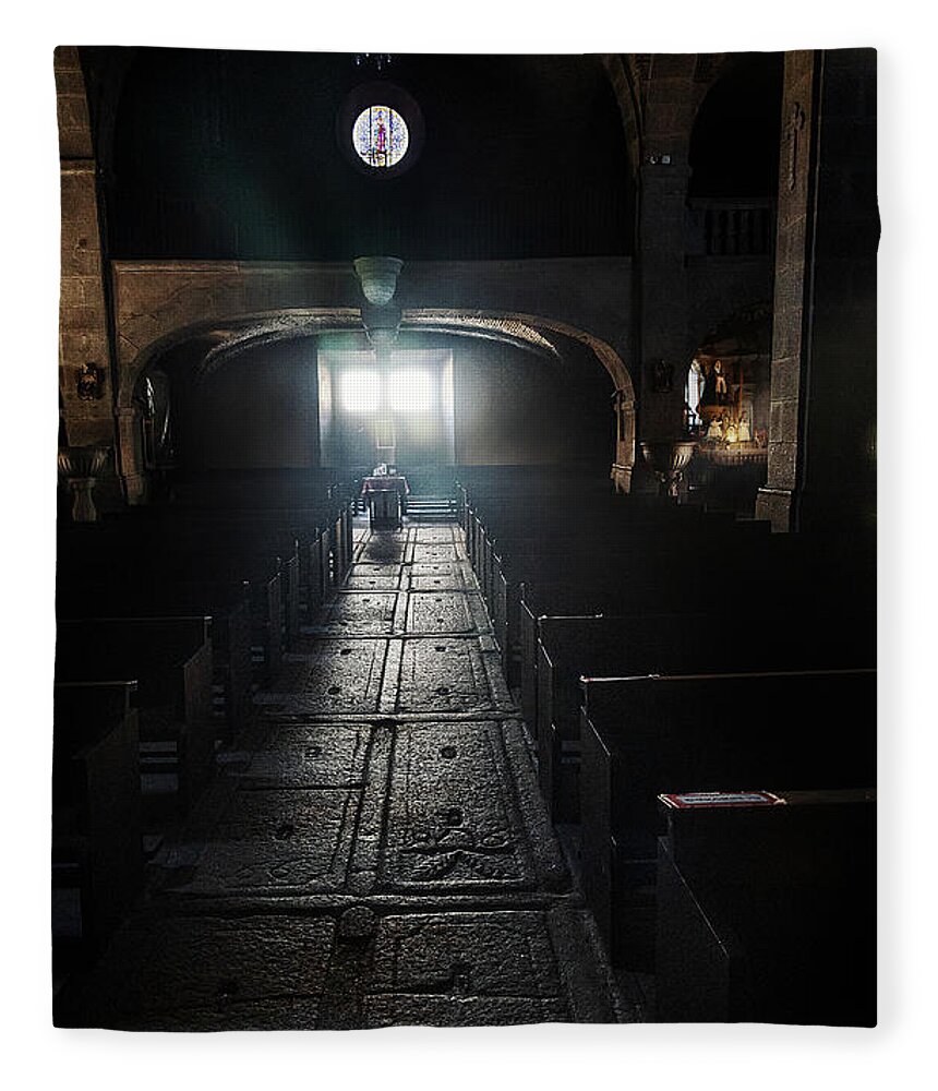La Alberca Fleece Blanket featuring the photograph La Alberca church by Micah Offman