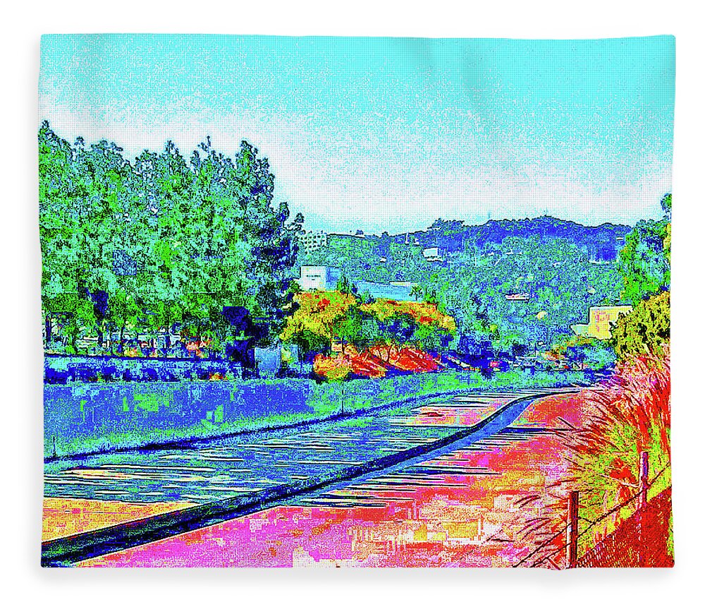 River Fleece Blanket featuring the photograph L.A. River by Andrew Lawrence