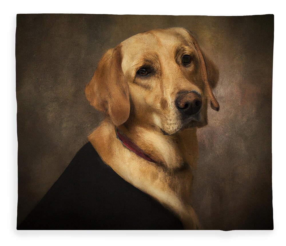 Labrador Retriever Fleece Blanket featuring the digital art Labrador Retriever by Tinto Designs