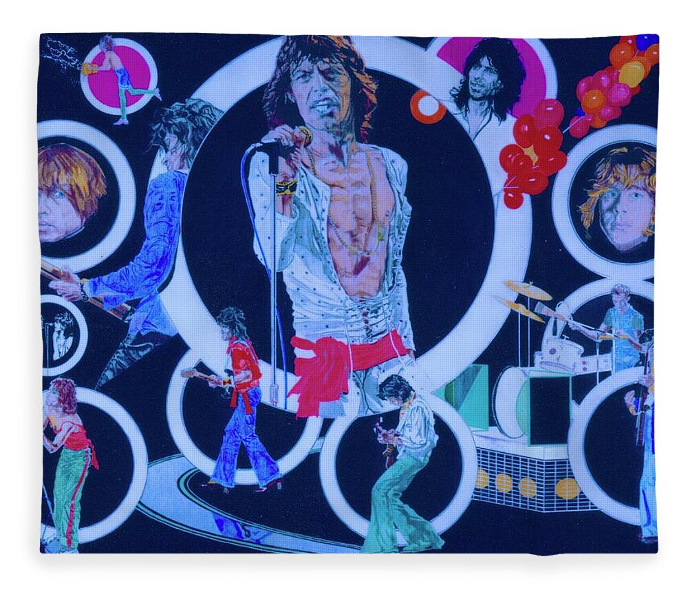 Colored Pencil Fleece Blanket featuring the drawing Ladies And Gentlemen - The Rolling Stones by Sean Connolly