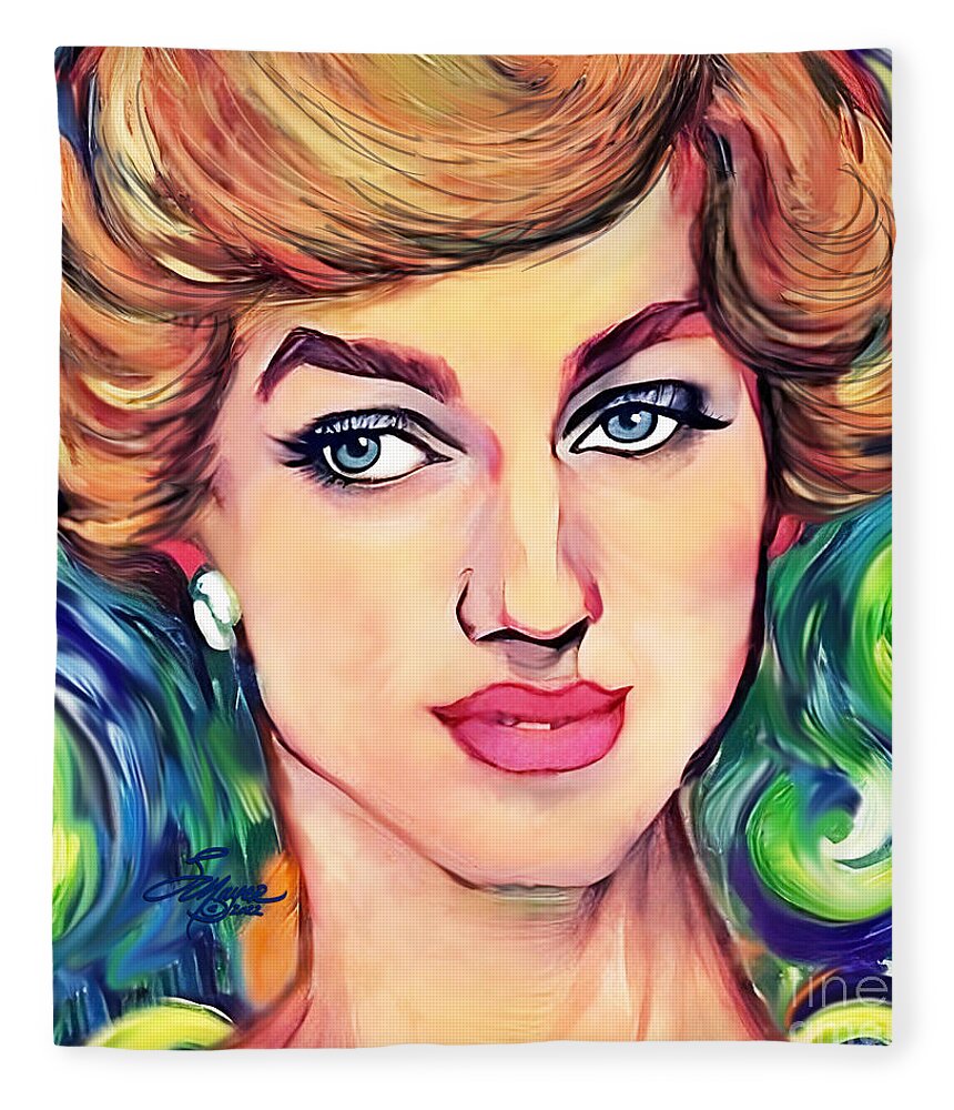 Diana Art Fleece Blanket featuring the digital art Lady Diana #1 by Stacey Mayer