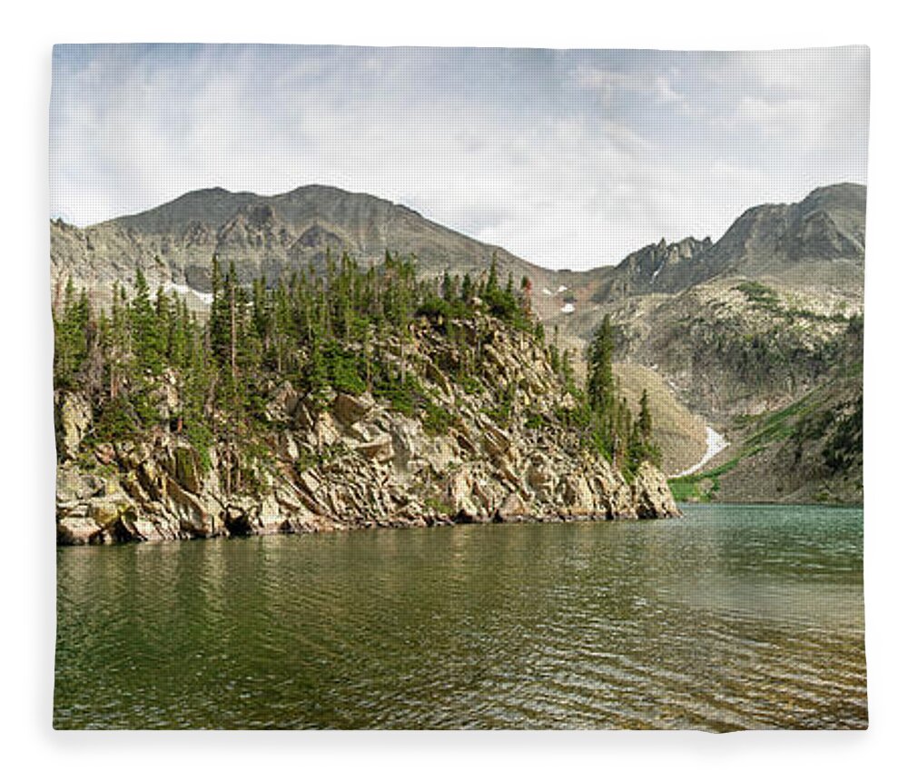 Lake Agnes Fleece Blanket featuring the photograph Lake Agnes Panorama by Aaron Spong