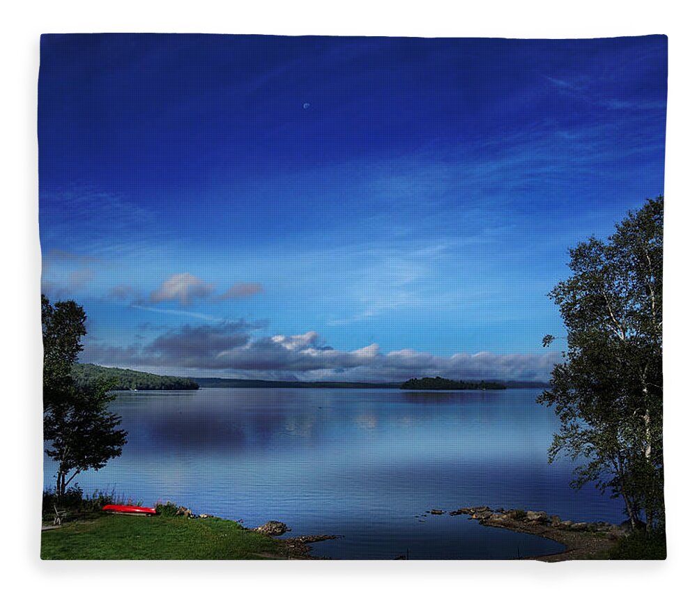 Lake Fleece Blanket featuring the photograph Lake BluSky Morning by Russel Considine