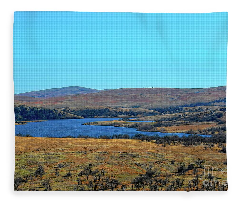 Comanche Fleece Blanket featuring the photograph Lake Elmer Thomas, Oklahoma by Diana Mary Sharpton