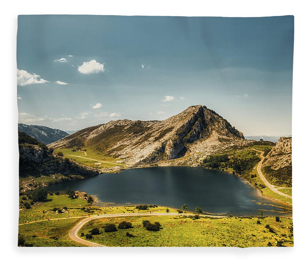 Lake Fleece Blanket featuring the photograph Lake Enol by Micah Offman