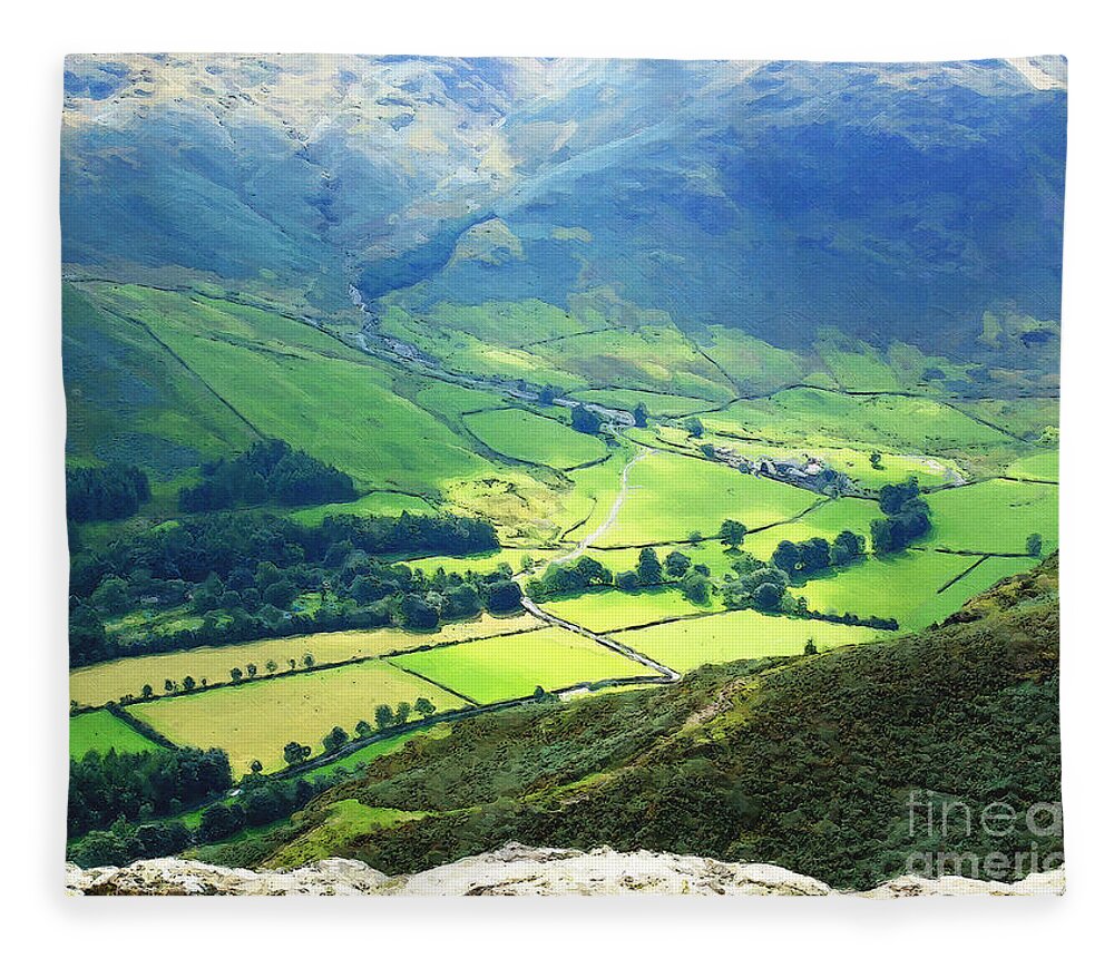 Langdale Fleece Blanket featuring the photograph Langdale Valley by Brian Watt