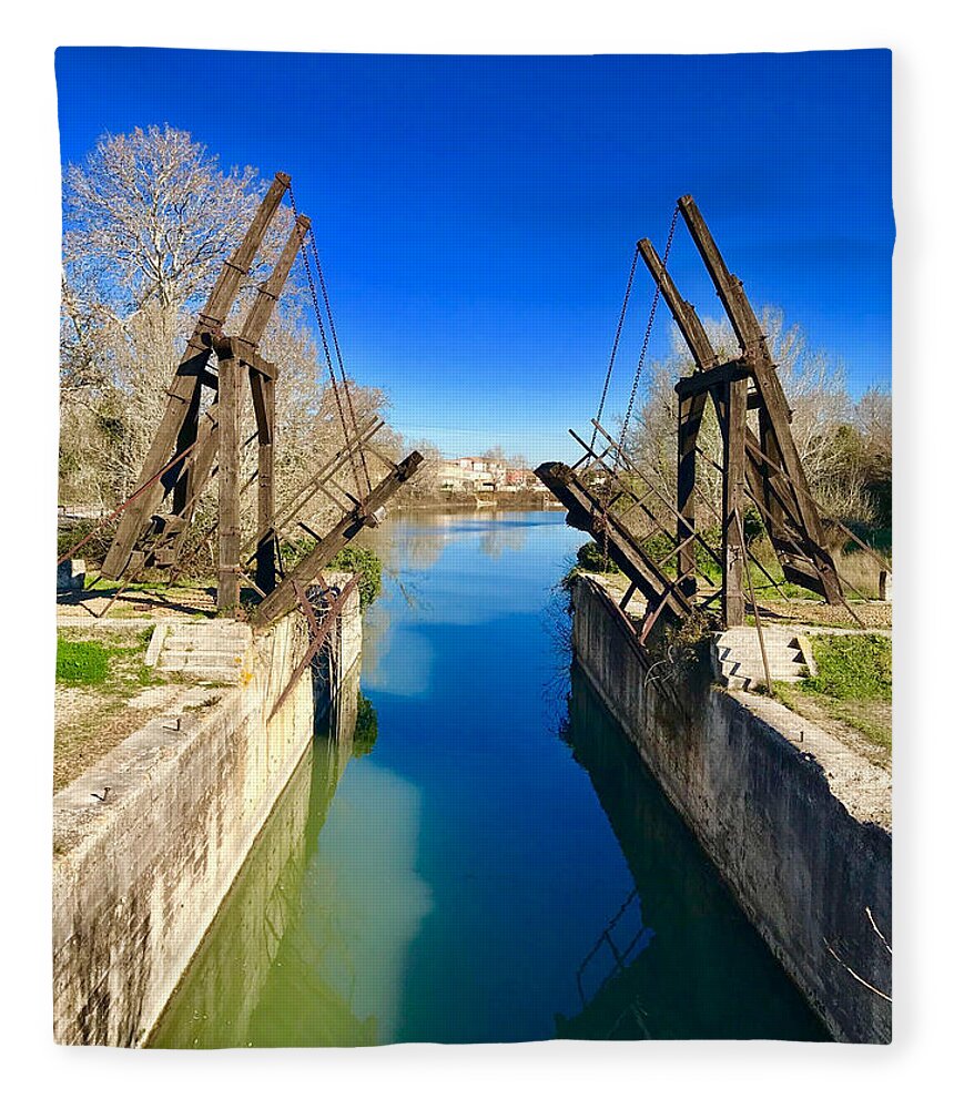 Langlois Bridge Fleece Blanket featuring the photograph Langlois Bridge in Arles by Donna Martin Artisan Liight