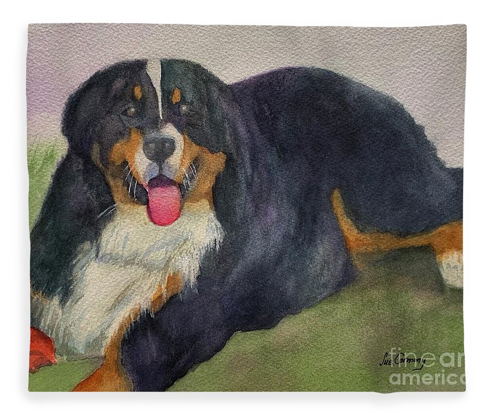 Dog Fleece Blanket featuring the painting Larkin by Sue Carmony