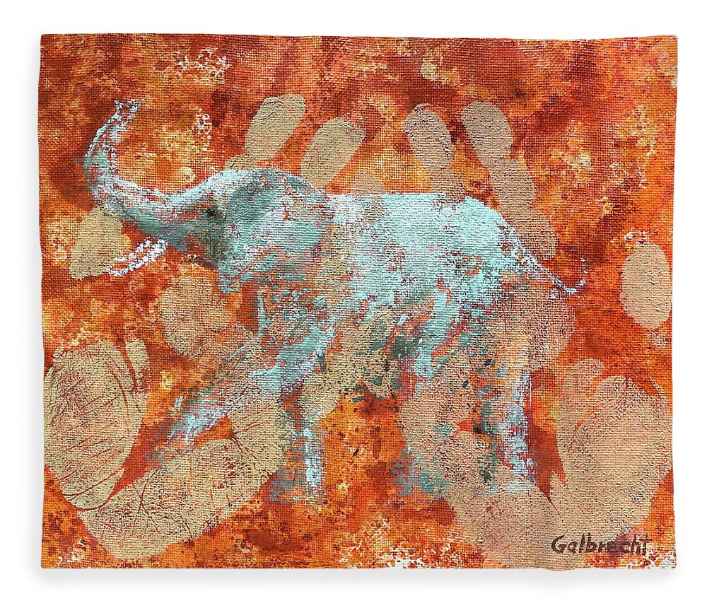Elephant Fleece Blanket featuring the painting Last Chance I by Shirley Galbrecht