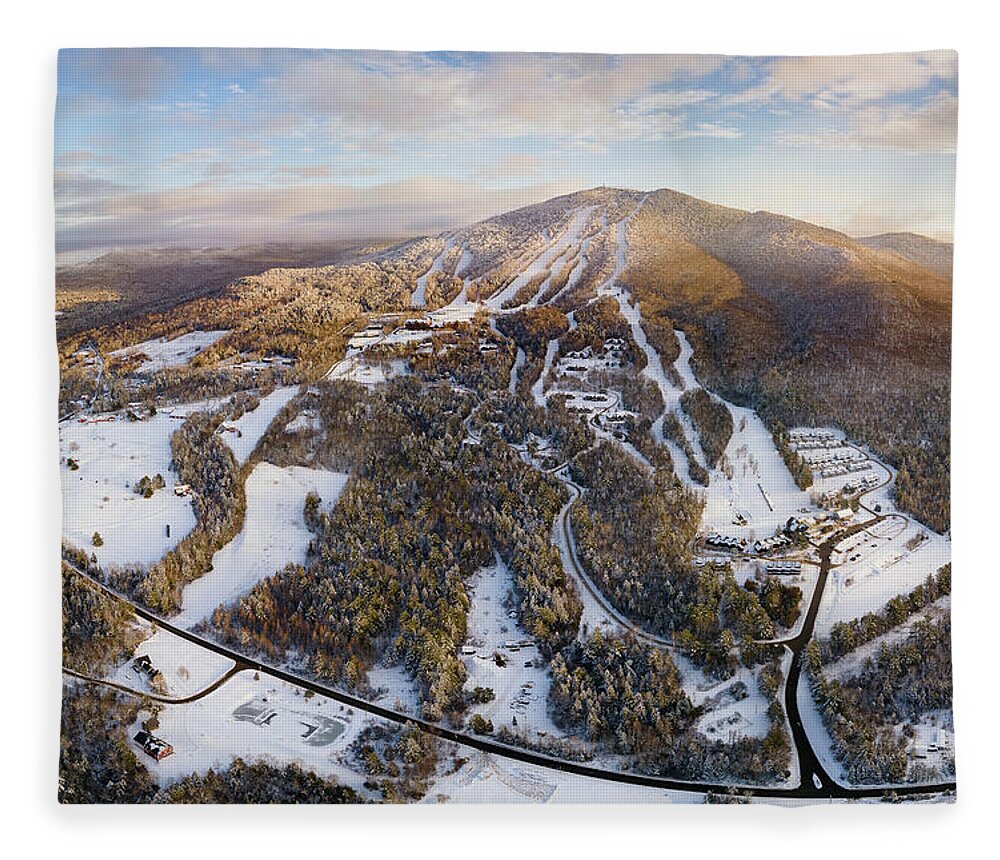 Burke Fleece Blanket featuring the photograph Late Day Sun On Burke Mt, Vermont by John Rowe