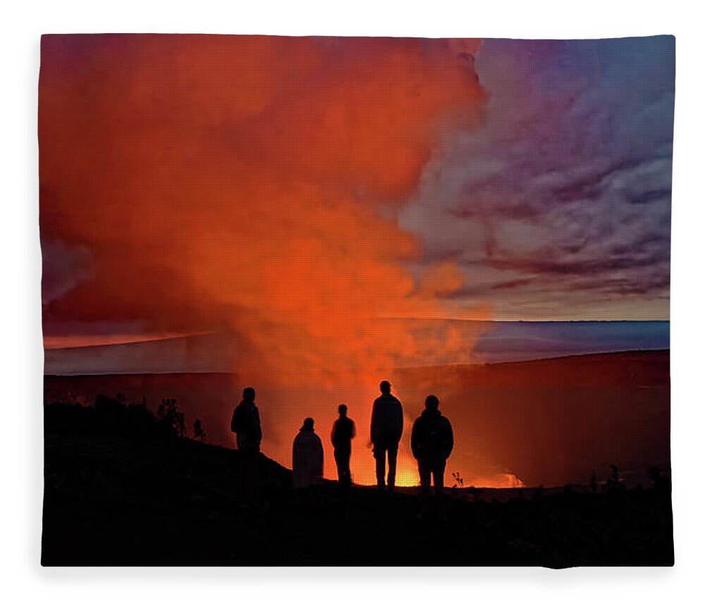 Volcanic Eruption Fleece Blanket featuring the photograph Lava Eruption Campfire by Heidi Fickinger