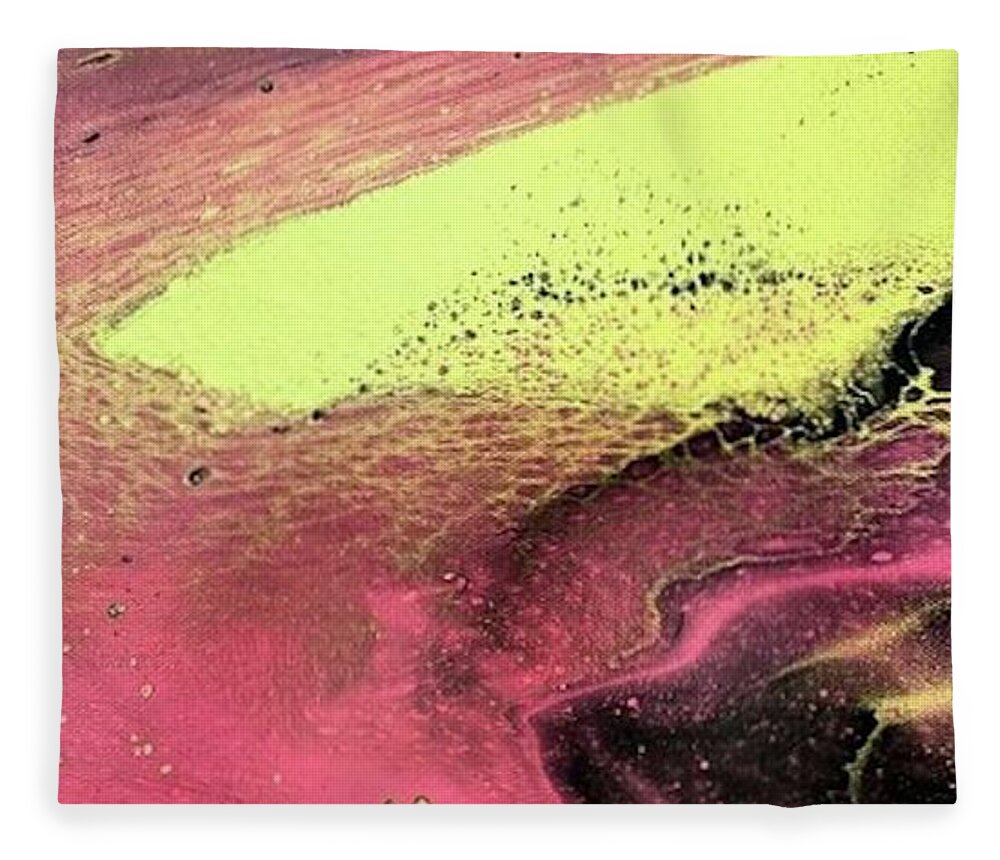 Lava Flow Fleece Blanket featuring the painting Lava Flow by Pour Your heART Out Artworks