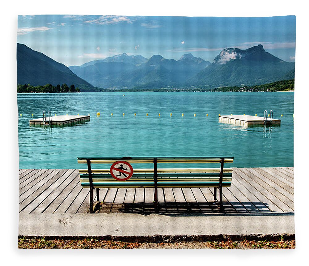 Talloires Fleece Blanket featuring the photograph Le Lac Bleu - Annecy, France by John Soffe