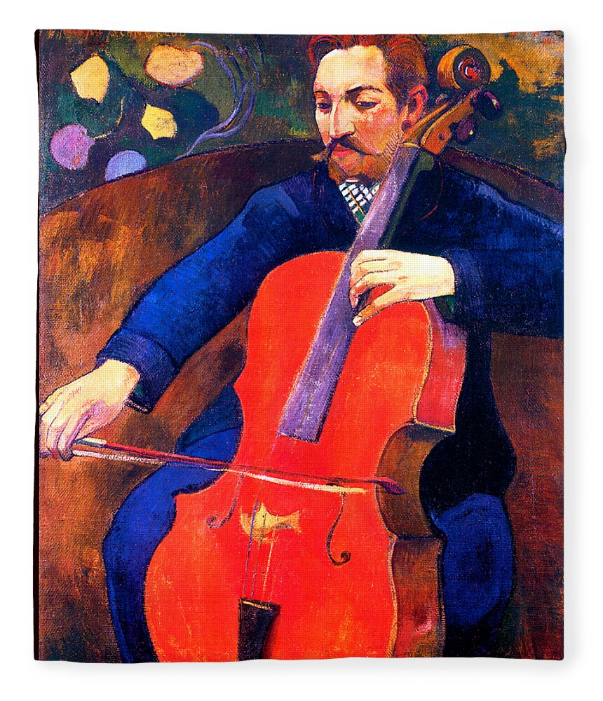 Gauguin Fleece Blanket featuring the painting Le violoncelliste Upaupa Schneklud 1894 by Paul Gauguin