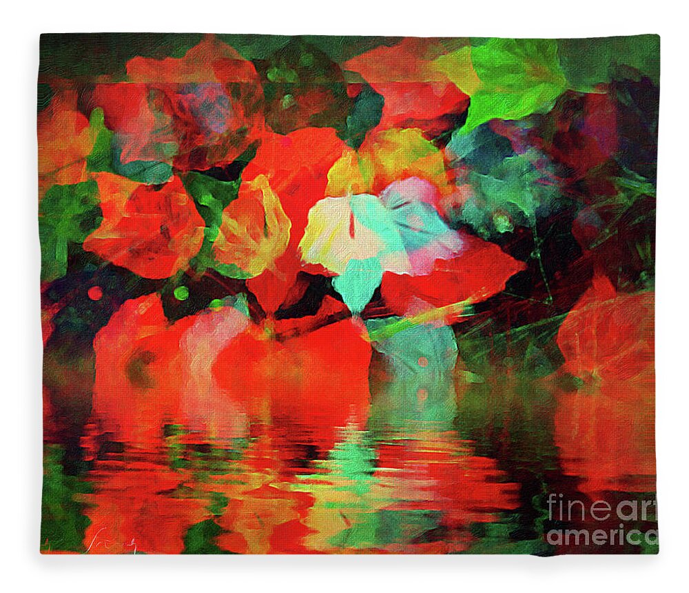 Fall Fleece Blanket featuring the painting Leaf Glow a by Jeanette French