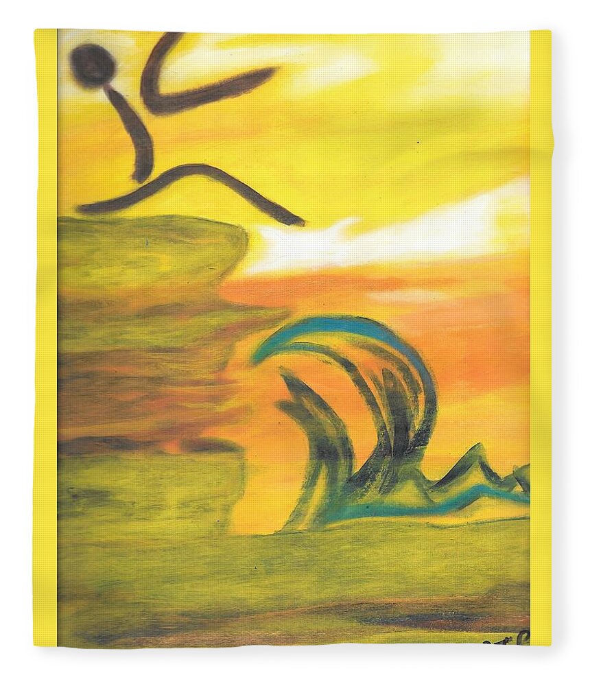 Leap Fleece Blanket featuring the painting Leap of Faith by Esoteric Gardens KN