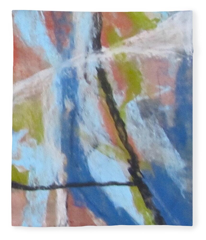 Blue Fleece Blanket featuring the pastel Left Hand Abstract Series #1 Right Diptych by Barbara O'Toole