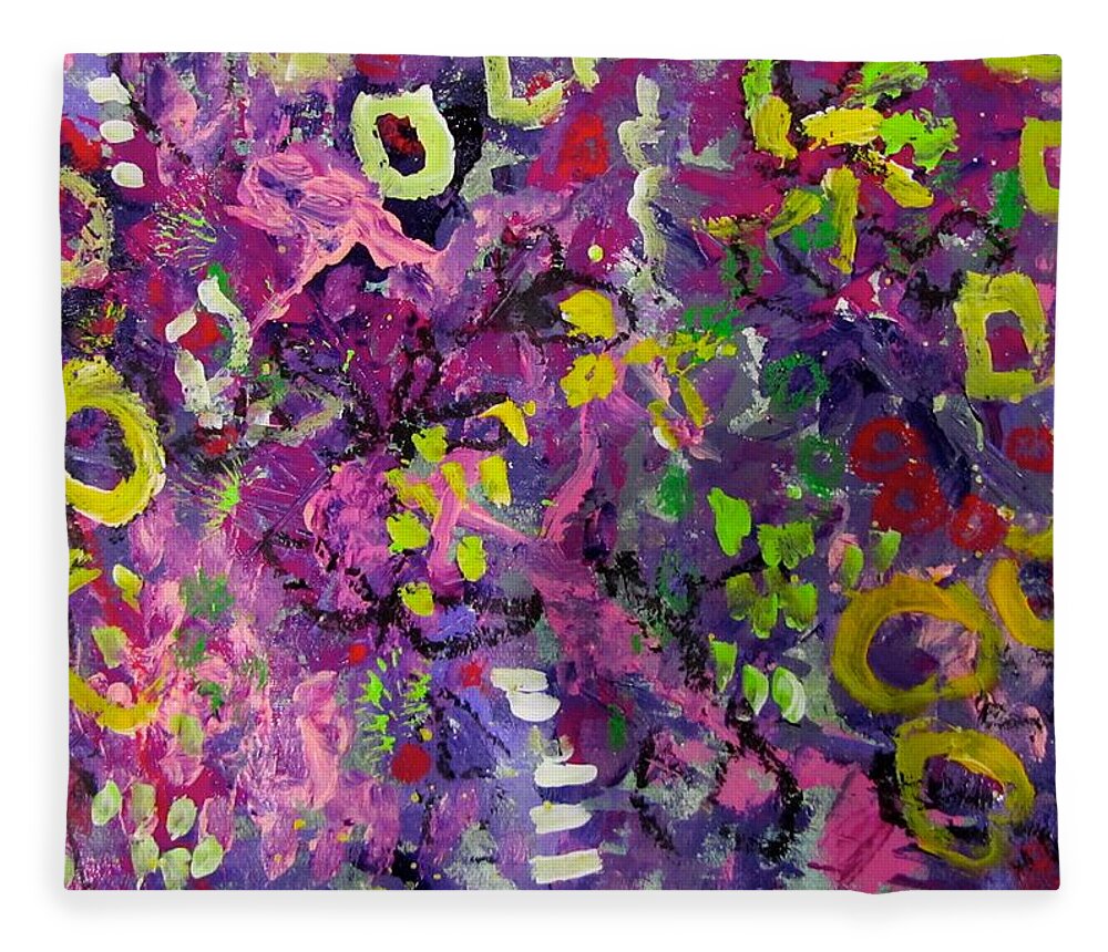 Happy Fleece Blanket featuring the painting Lefthand Abstracts Seies#5 - Cheerio by Barbara O'Toole