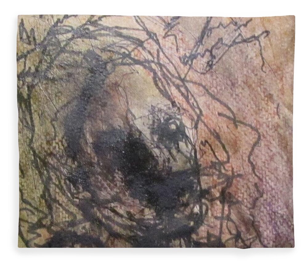 Trapped Fleece Blanket featuring the mixed media Lefthand Abstracts Series #6 _Ensnared by Barbara O'Toole