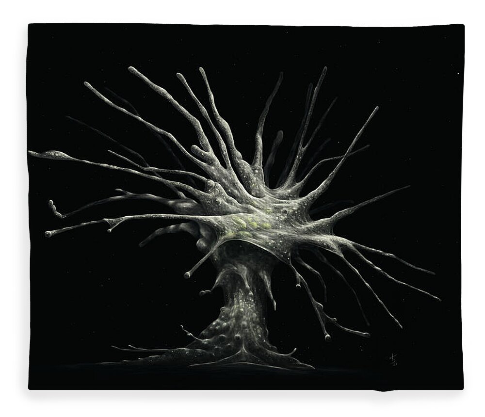 Protozoa Fleece Blanket featuring the digital art Leptophrys Amoeba by Kate Solbakk
