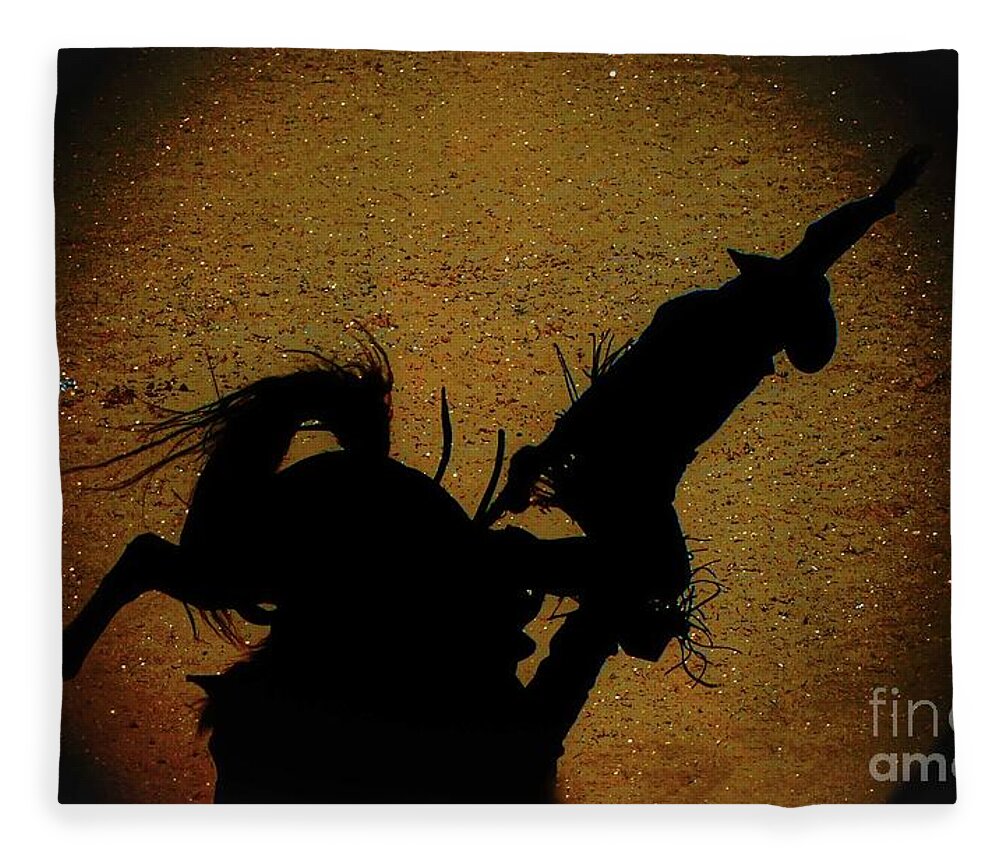 Bucking Bronc Fleece Blanket featuring the digital art Let's Rodeo by Patti Powers