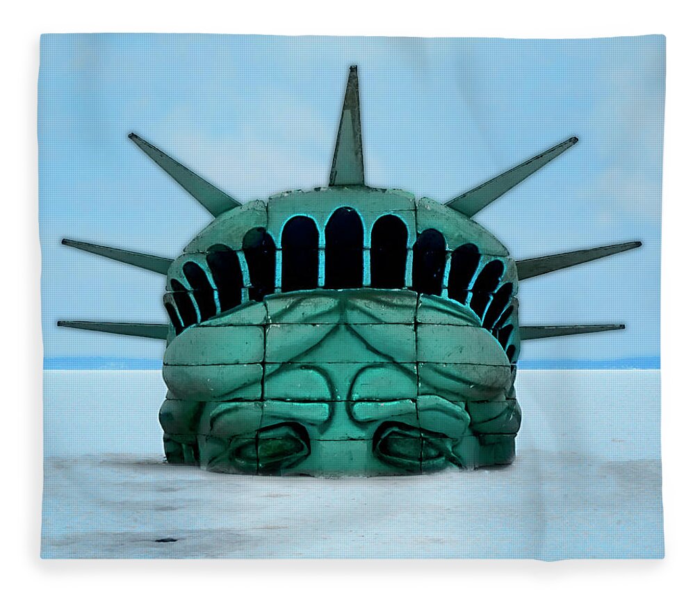 Lady Liberty Fleece Blanket featuring the digital art Liberty Down by Rod Melotte