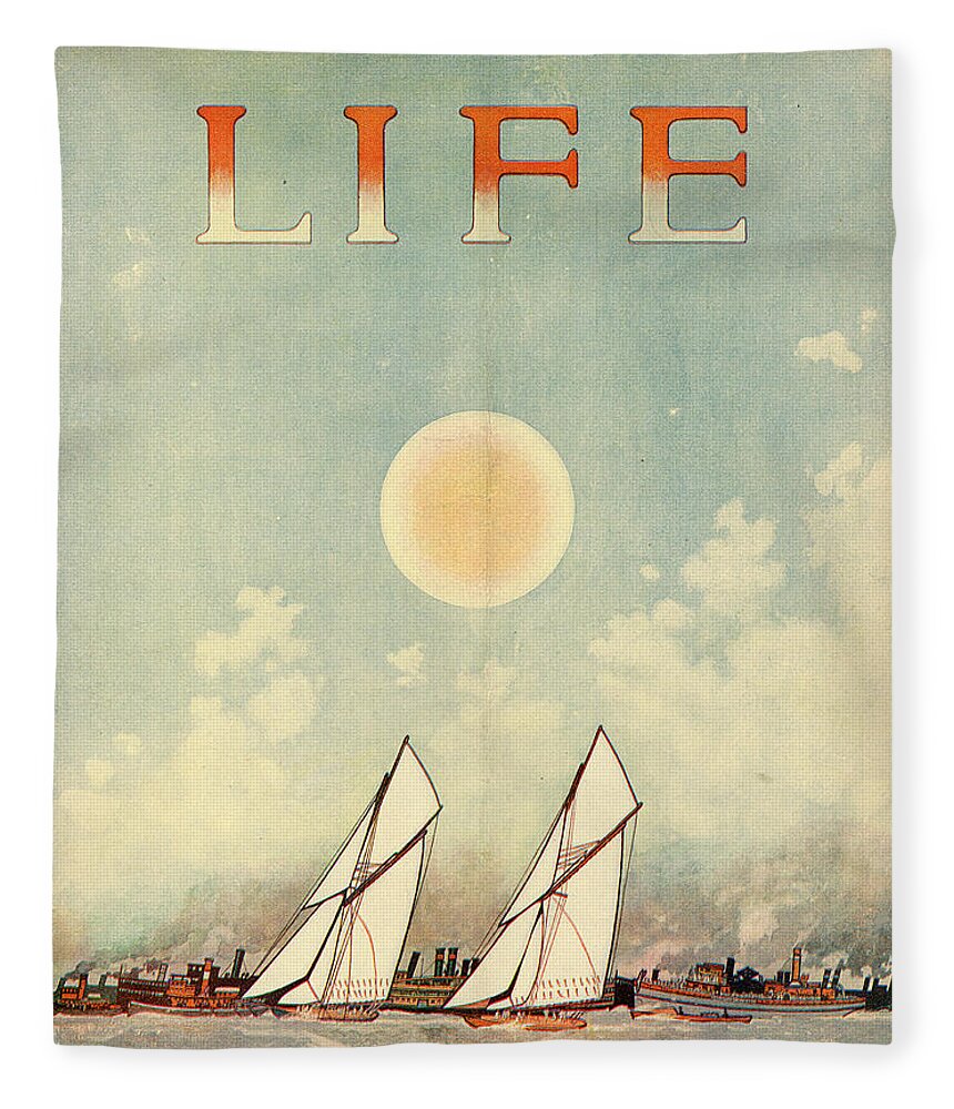 Boats Fleece Blanket featuring the mixed media Life Magazine Cover, August 15, 1907 by Valentine Sandberg