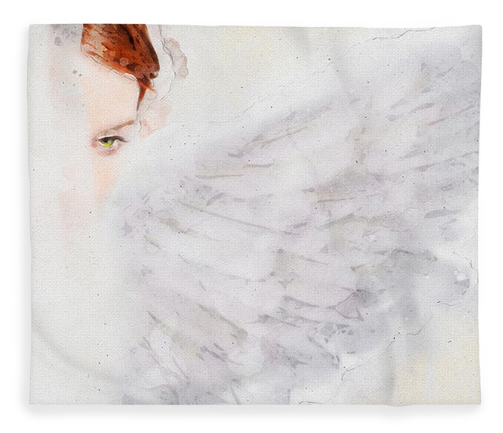 Angel Fleece Blanket featuring the digital art Light Angel by Geir Rosset