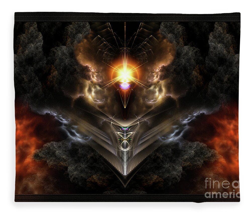Dragons Light Fleece Blanket featuring the digital art Light Of The Dragon Fractal Art Composition by Rolando Burbon