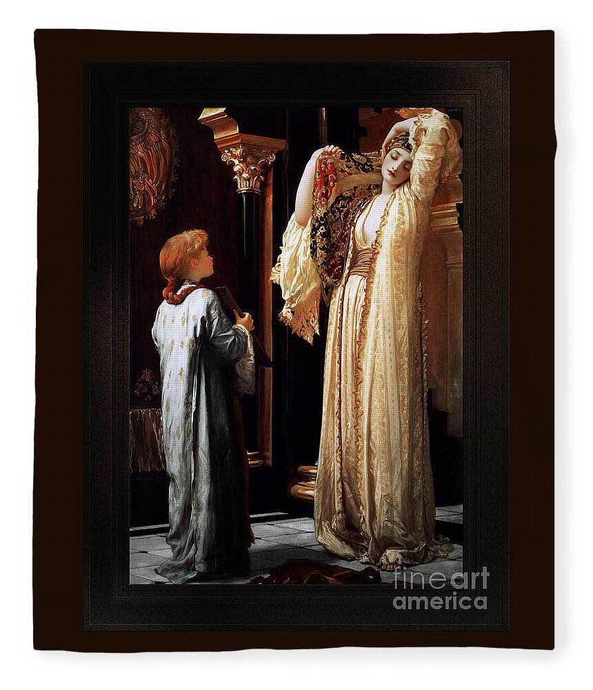 Light Of The Harem Fleece Blanket featuring the painting Light of the Harem by Lord Frederic Leighton Remastered Xzendor7 Fine Art Old Masters Reproductions by Rolando Burbon