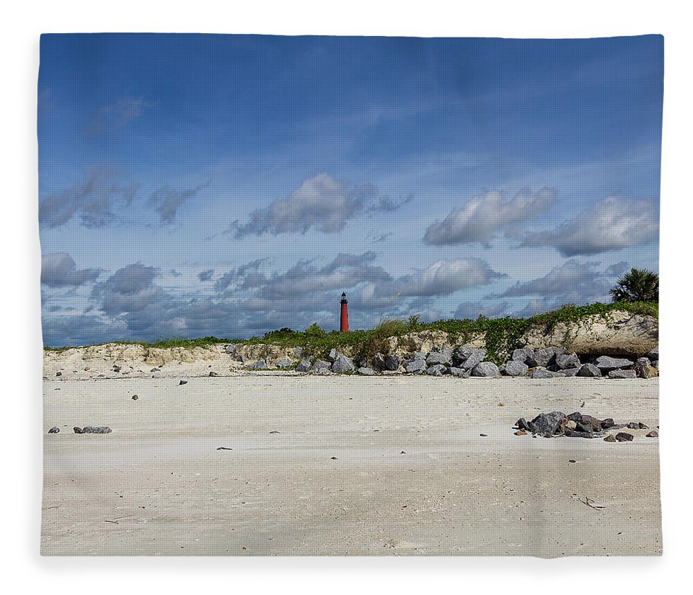 Lighthouse Fleece Blanket featuring the photograph Lighthouse in the Distance by David Beechum