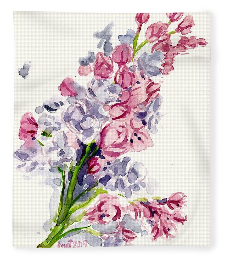 Lilac Fleece Blanket featuring the painting Lilac Blossom by George Cret