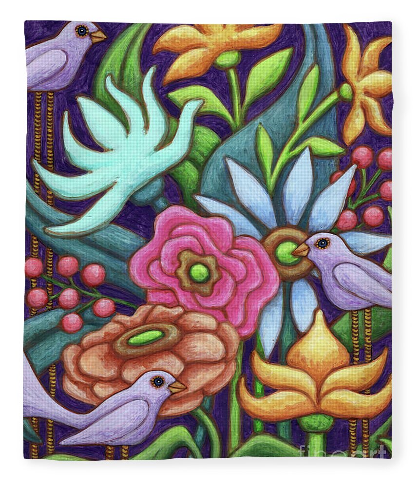 Bird Fleece Blanket featuring the painting Lilac Luminosity by Amy E Fraser