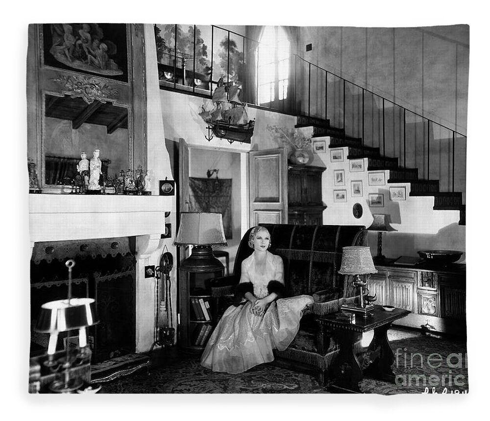 Hedonism Fleece Blanket featuring the photograph Lilyan Tashman Beverly Hills Home by Sad Hill - Bizarre Los Angeles Archive