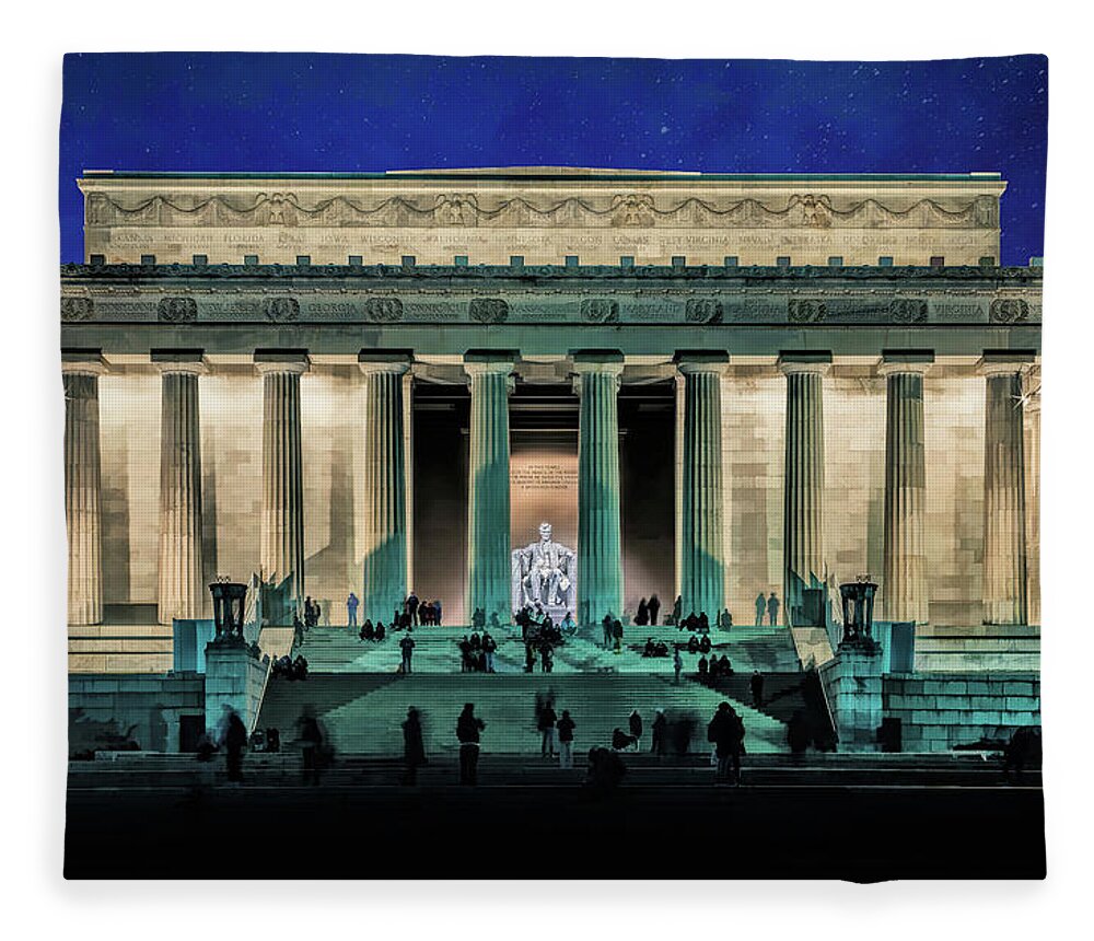 Washington Fleece Blanket featuring the painting Lincoln Memorial by Christopher Arndt
