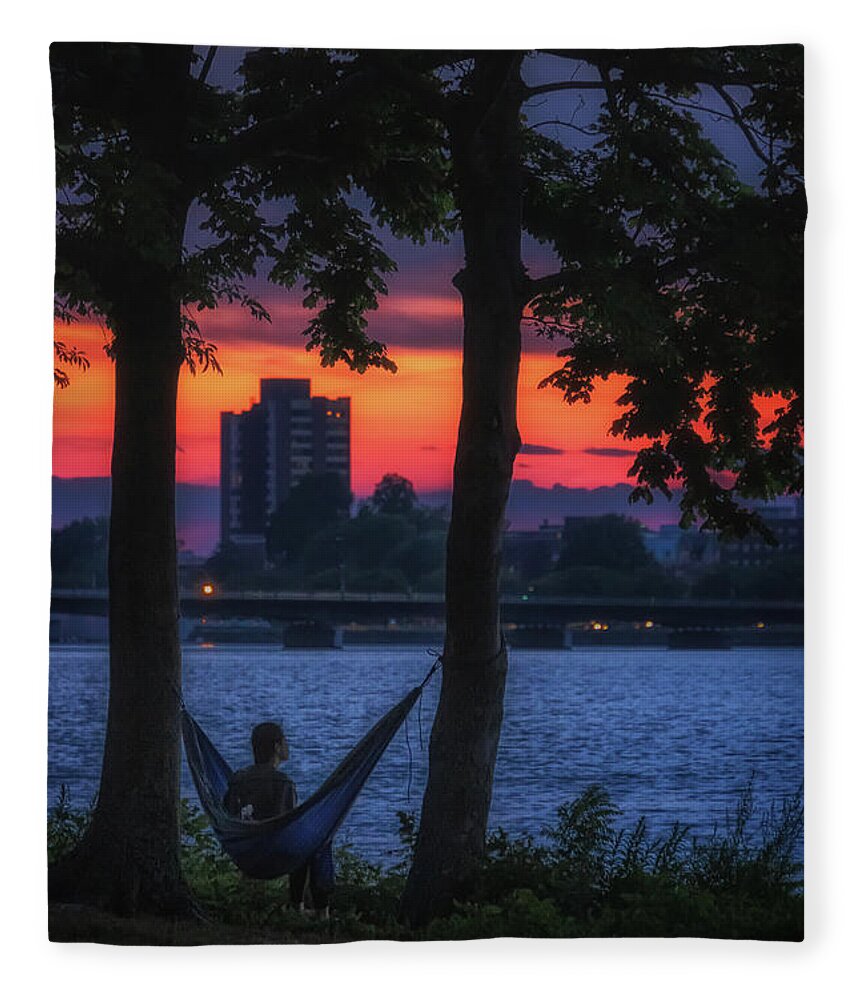 Boston Fleece Blanket featuring the photograph Lingering after Sunset by Sylvia J Zarco