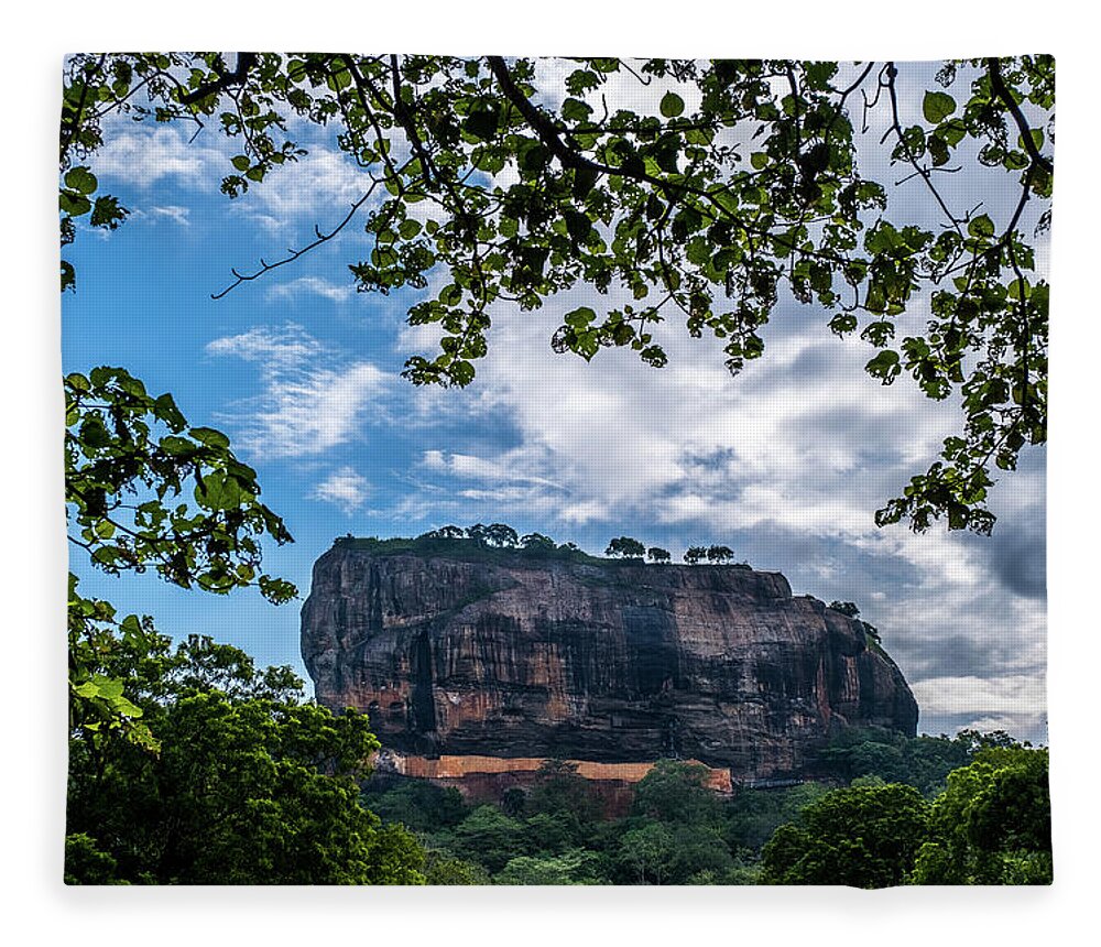 Landscape Fleece Blanket featuring the photograph Lion Rock in Sigiriya by Arj Munoz