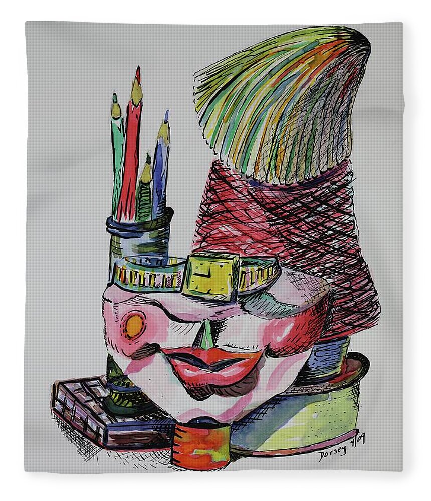 Lips Fleece Blanket featuring the painting Lips and Ink by Dorsey Northrup