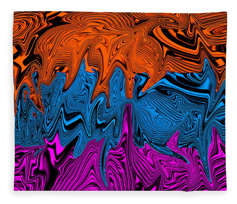 Abstract Art Fleece Blanket featuring the digital art Liquid Flows by Ronald Mills
