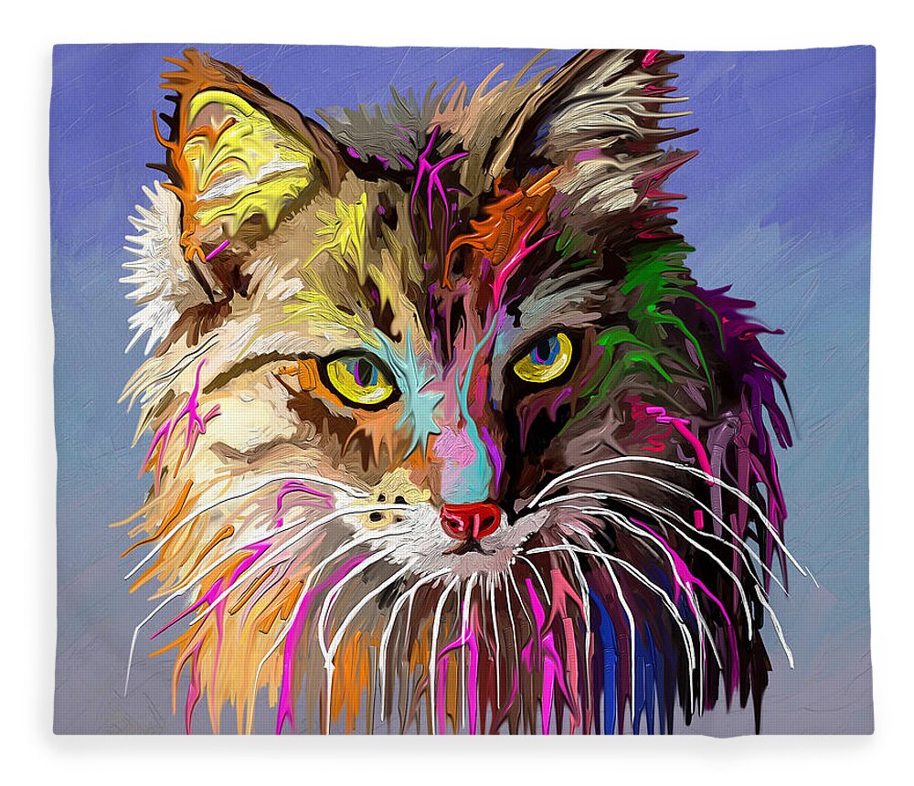 Love Fleece Blanket featuring the painting Little Lion by Anthony Mwangi