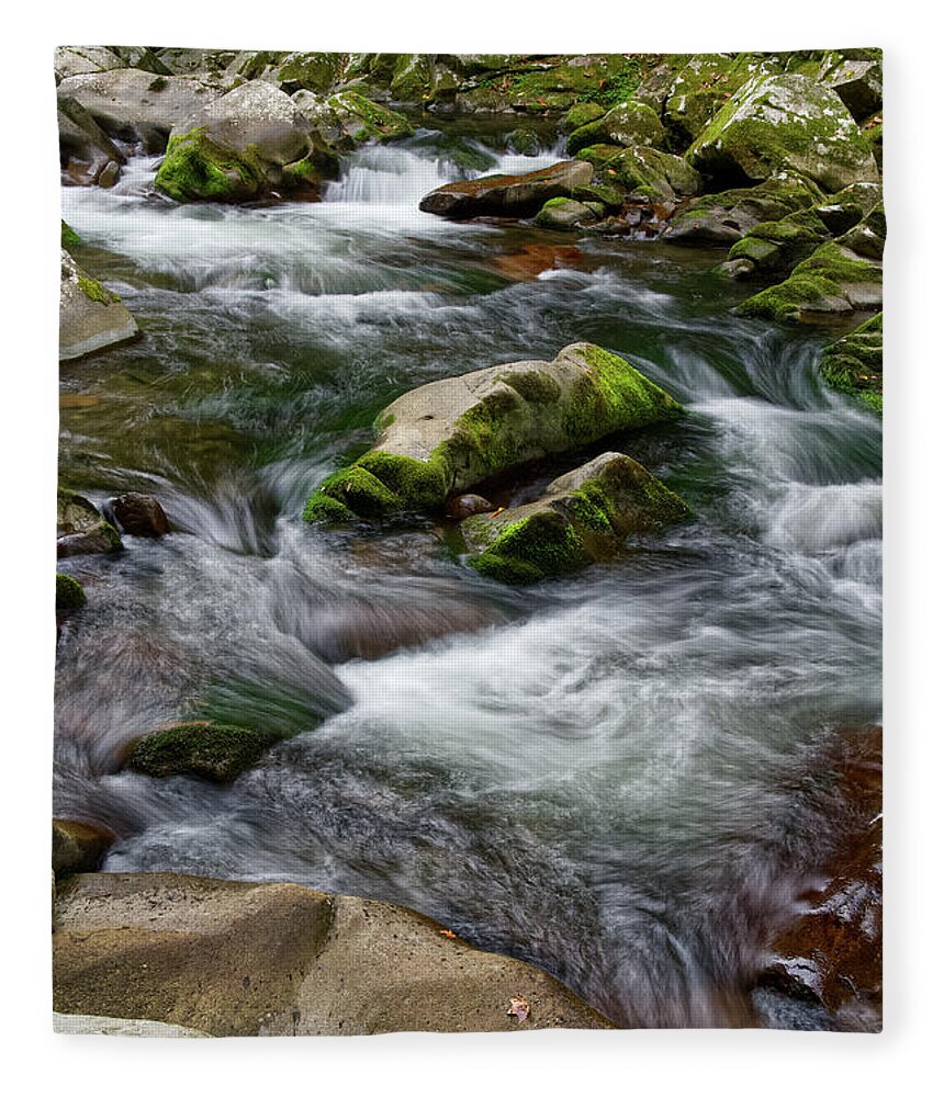 Smokies Fleece Blanket featuring the photograph Little River 3 by Phil Perkins