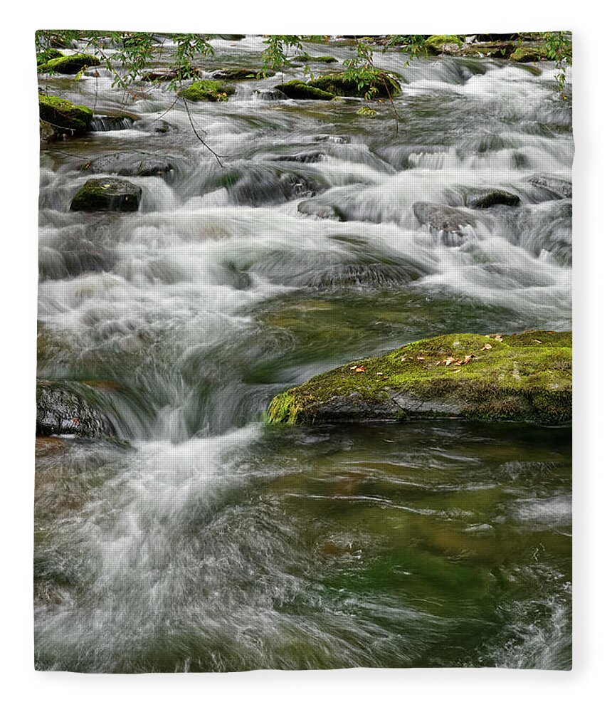 Smokies Fleece Blanket featuring the photograph Little River 4 by Phil Perkins