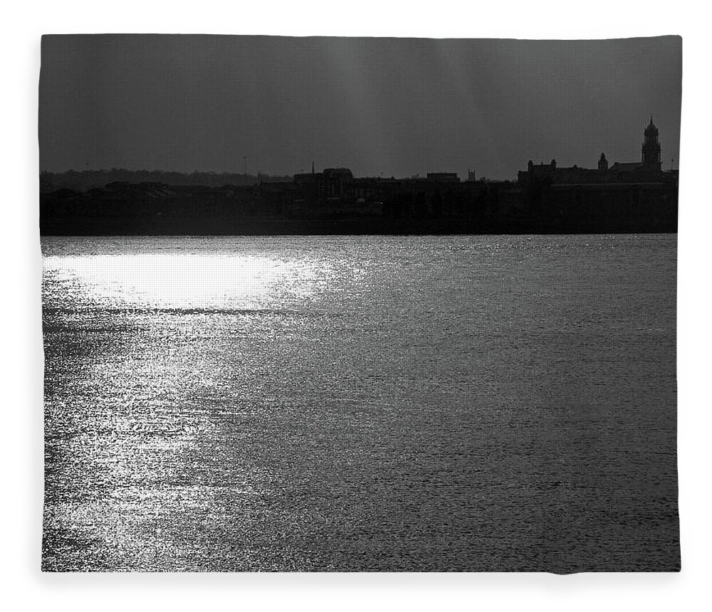 Liverpool Fleece Blanket featuring the photograph LIVERPOOL. River Mersey. Sunlight. by Lachlan Main