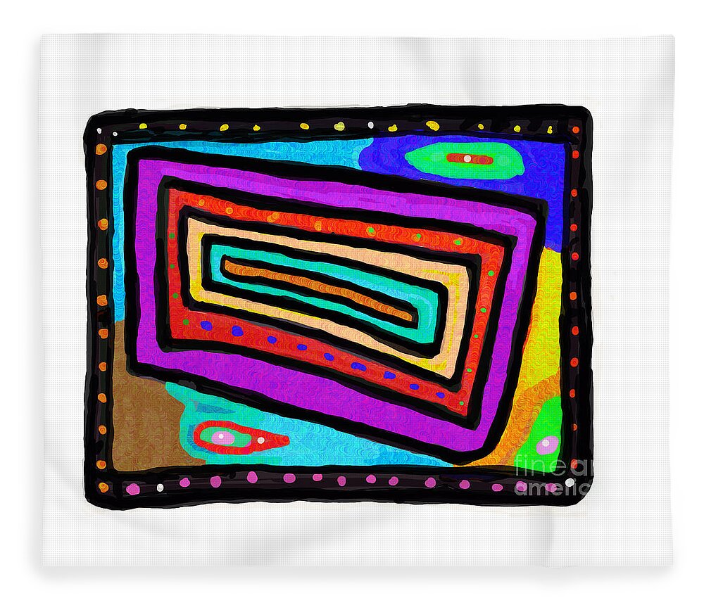 Primitive Impressionistic Expressionism Fleece Blanket featuring the digital art Living Inside a Box by Zotshee Zotshee