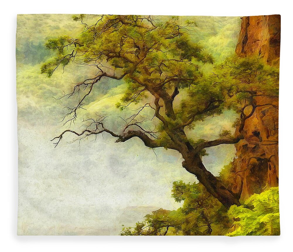 Lonely Tree Fleece Blanket featuring the digital art Lonely Tree by Jerzy Czyz