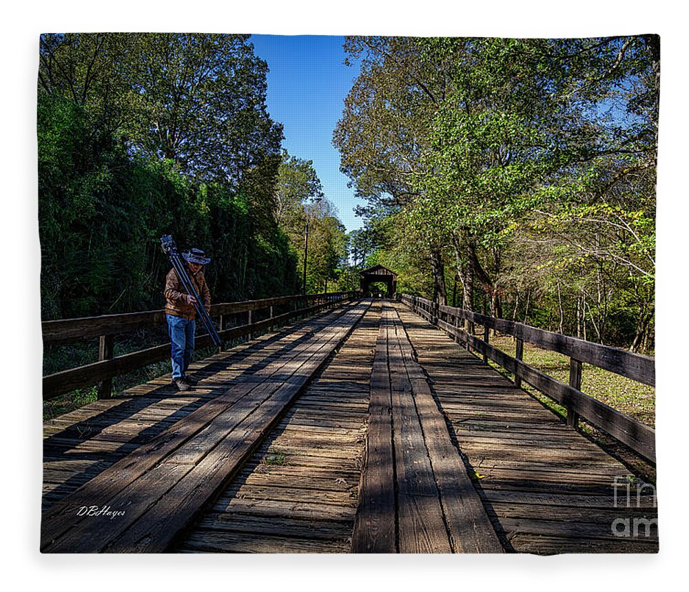 Bridges Fleece Blanket featuring the photograph Long Bridge Running by DB Hayes