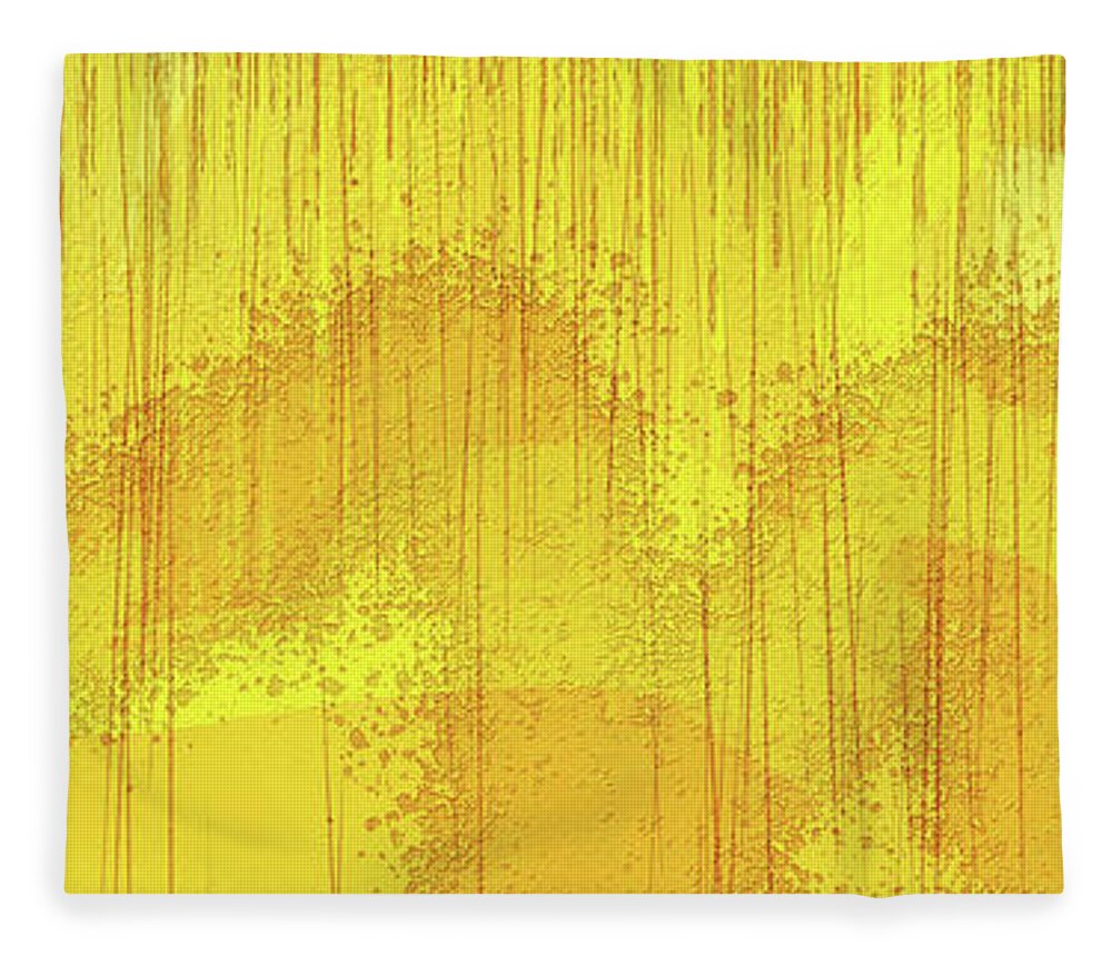 Abstract Fleece Blanket featuring the digital art Long Improvisation in Yellows by Bentley Davis