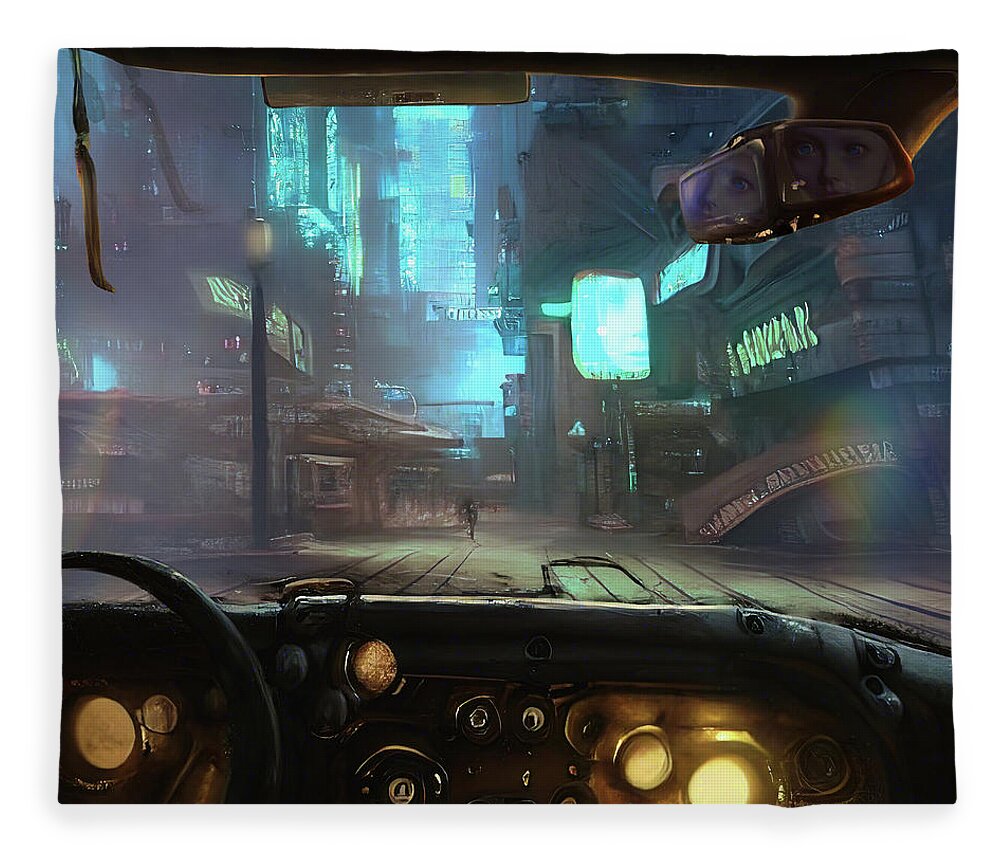 Ai Fleece Blanket featuring the digital art Looking for survivors by Micah Offman