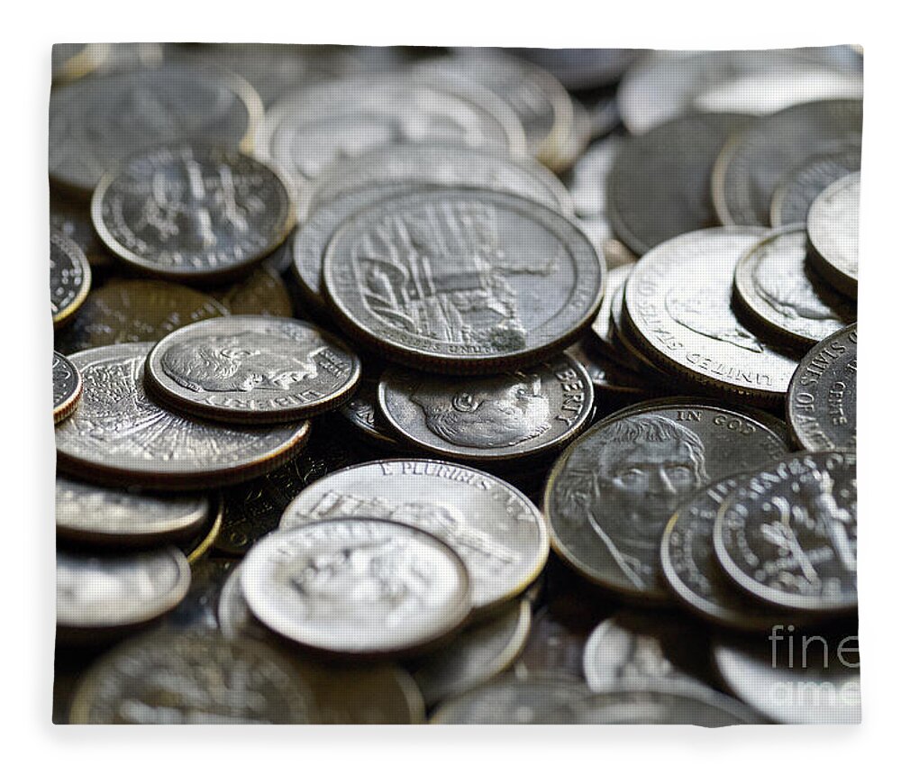 Coins Fleece Blanket featuring the photograph Loose Change by Phil Perkins